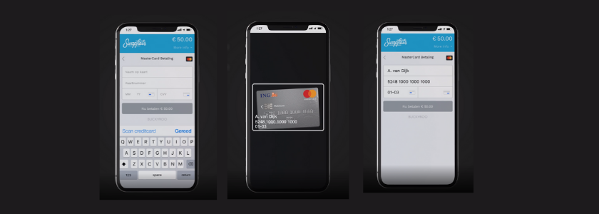 Want to pay with your iPhone via Buckaroo Smart Checkout? Just scan your creditcard with your iPhone’s camera. The data will be read automatically.