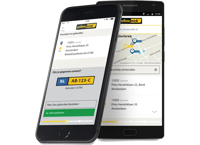 In-app paying for parking via Yellowbrick