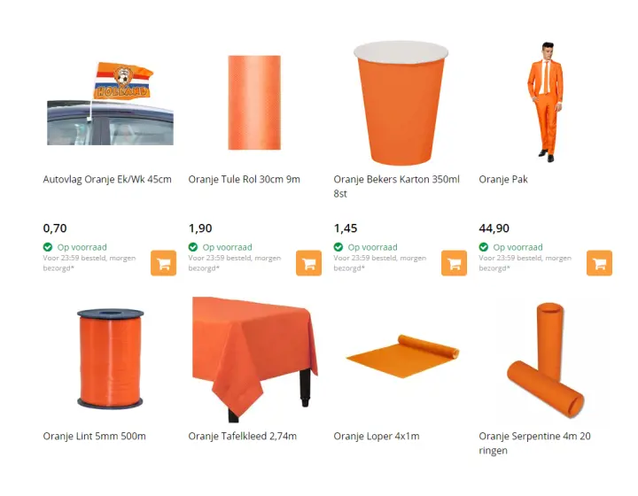 Orange assortment of Partywinkel