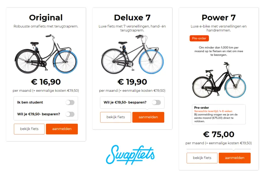 Swapfiets: a bicycle on a subscription basis including service and maintenance