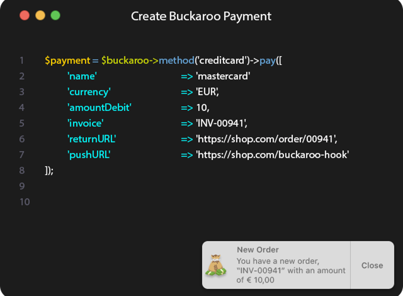 The PHP SDK comes with several examples found on Github, such as this Mastercard example transaction.
